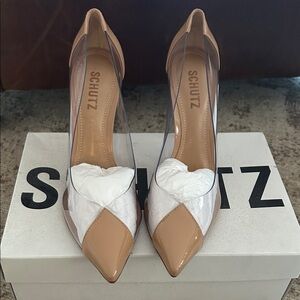 Schutz Tan and Clear Women's Heels
